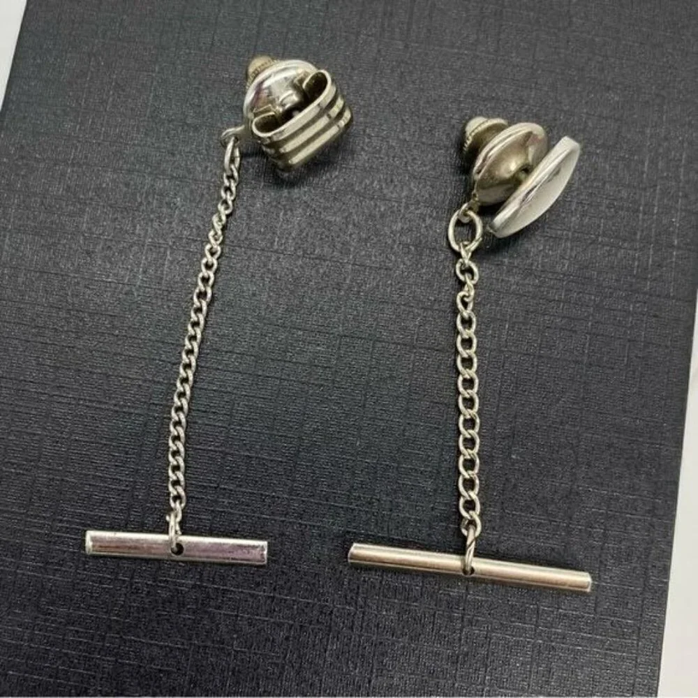 Vintage Tie Tack Lapel Pins Silver Tone Swank